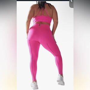 Women's Savage X Fenty NWT high waist leggings-Black Stitching-Pink-2XL